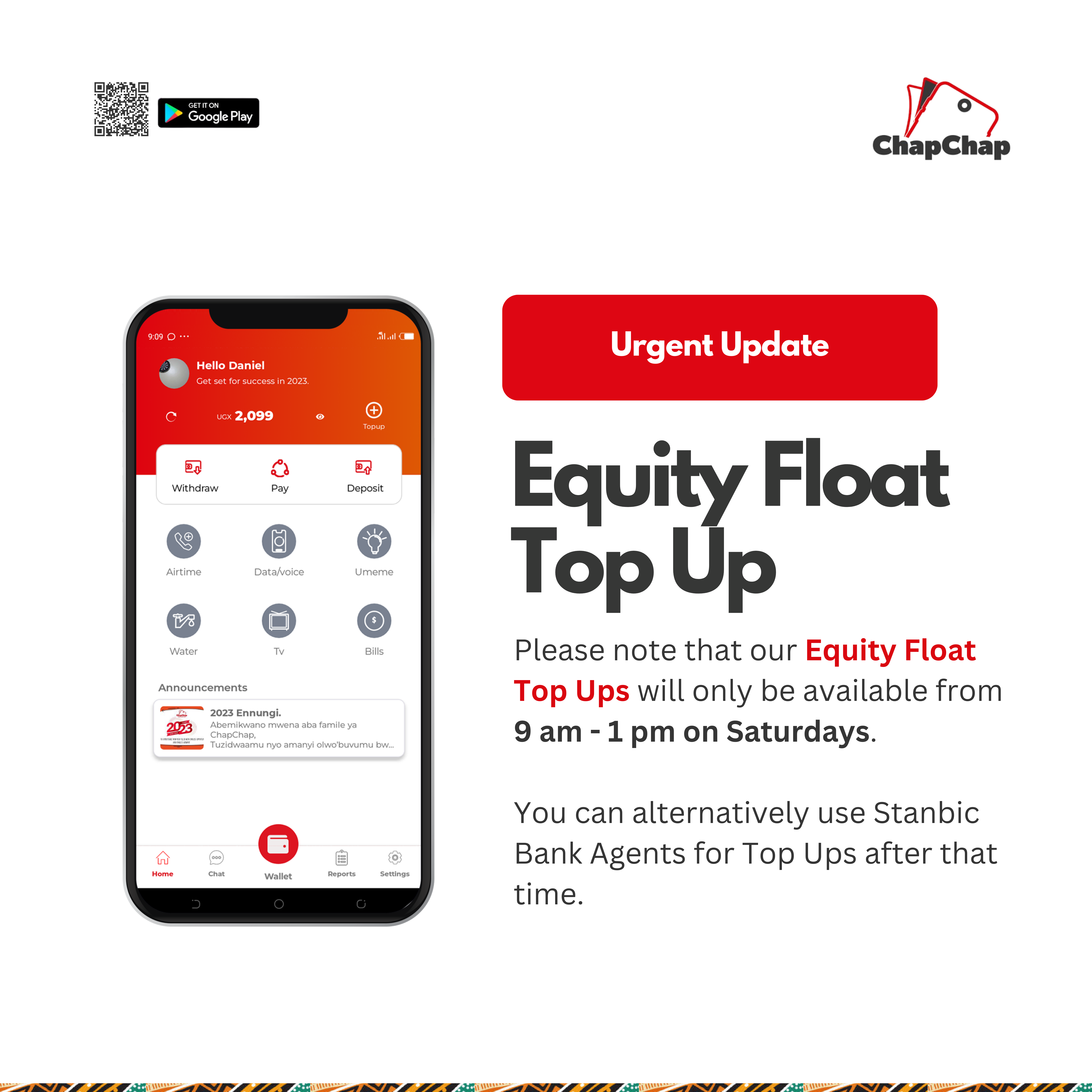 Urgent: Equity Float Top-Up Update